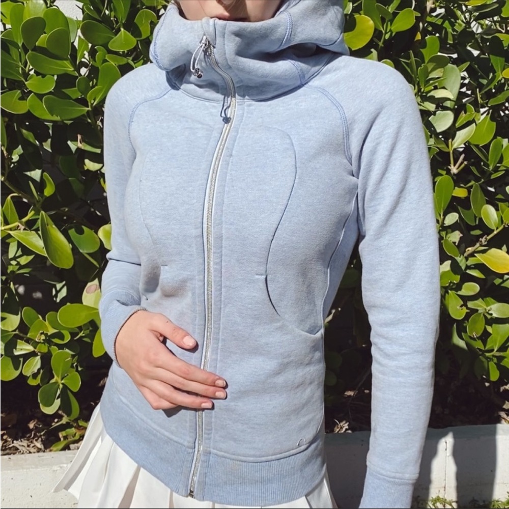 Light blue scuba full zip hoodie